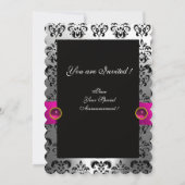 INVITATION RUBAN FUCHSIA BLANC NOIR MONOGRAMME DAMASSÉ (Dos)