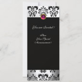 INVITATION RUBAN FUCHSIA ROSE MONOGRAMME DAMASSÉE BLANC NOIR (Dos)