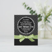 Invitation Ruban Girly de vert de chaux du bonbon 16 à pois (Debout devant)