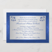 Invitation RUBAN IMPRIMÉ Floral Argent Bleu 40e Anniversaire (Dos)