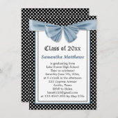 Invitation Ruban imprimé noir blanc pois Graduation (Devant / Derrière)