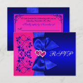 Invitation RUBAN IMPRIMÉ Réponse au mariage floral rose et bl (Devant / Derrière)