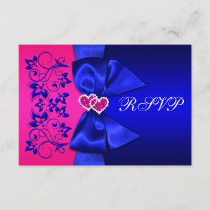 Invitation RUBAN IMPRIMÉ Réponse au mariage florale rose et b