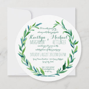 Invitation Ruban Laurel Branche en feuille d'olive ronde mode