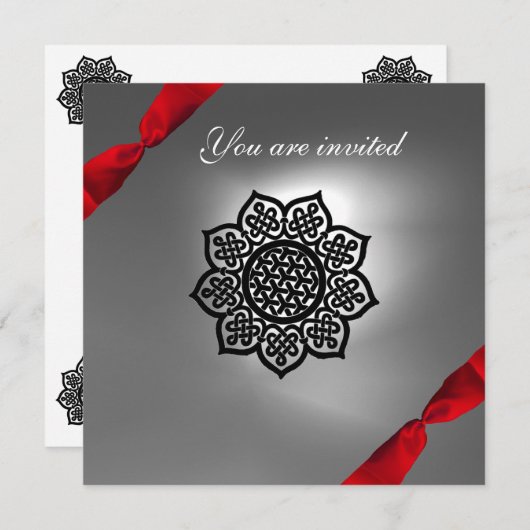 Invitation ruban MAGIC EVENT blanc rouge (Devant / Derrière)