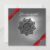 Invitation ruban MAGIC EVENT blanc rouge (Devant)