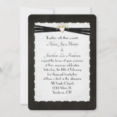 Invitation Ruban Mariage noir dans le coeur de l'or (Devant)