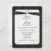 Invitation Ruban Mariage noir dans le coeur de l'or (Devant)