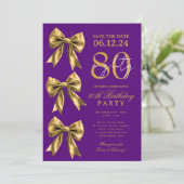 Invitation Ruban Mignardise Doré Enregistrer Date 80e Anniver (Debout devant)