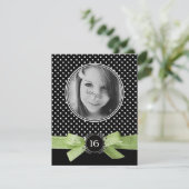 Invitation Ruban mignon de vert de chaux du bonbon 16 à photo (Debout devant)