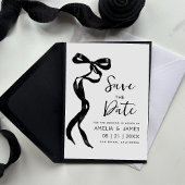 Invitation Ruban noir Bow Enregistrer le Mariage date