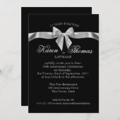 Invitation Ruban Noir et Argent 50e Anniversaire (Devant / Derrière)