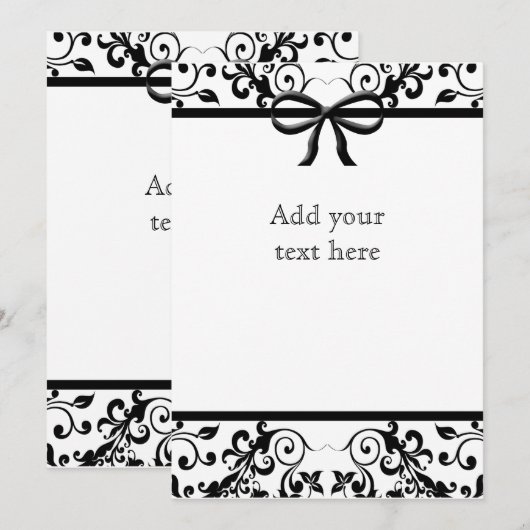 Invitation ruban noir et blanc (Devant / Derrière)