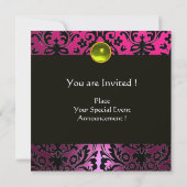 INVITATION RUBAN OR JAUNE NOIR ROSE DAMAS MONOGRAMME (Dos)