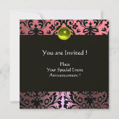 INVITATION RUBAN OR JAUNE ROSE NOIR DAMAS MONOGRAMME (Dos)