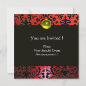 INVITATION RUBAN OR JAUNE ROUGE NOIR DAMAS MONOGRAMME (Dos)