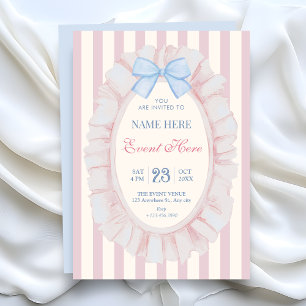 Invitation Ruban pastel doux bleu rose