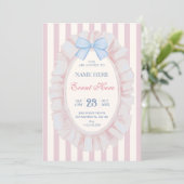 Invitation Ruban pastel doux bleu rose (Debout devant)