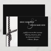 Invitation Ruban point Polka noir et blanc (Devant / Derrière)