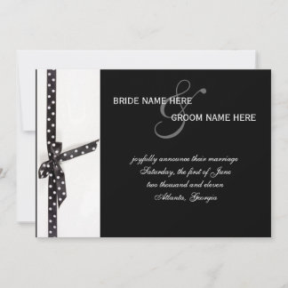 Invitation Ruban point Polka noir et blanc