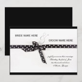 Invitation Ruban point Polka noir et blanc (Devant / Derrière)