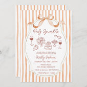 Invitation Ruban pour bébé à tête blanche tiré à la main (Devant / Derrière)