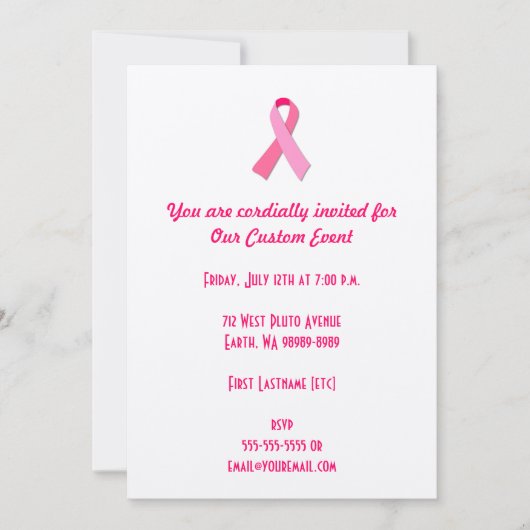 Invitation Ruban rose (Devant)