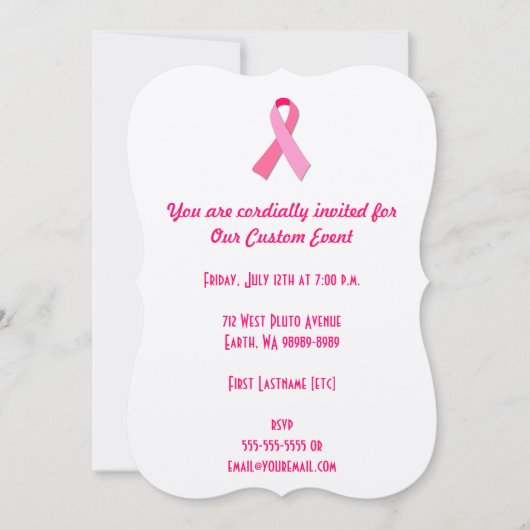 Invitation Ruban rose (Devant)