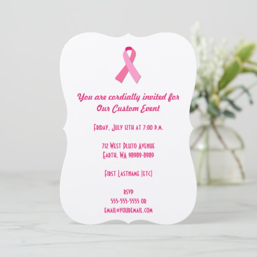 Invitation Ruban rose (Debout devant)