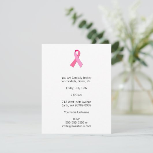 Invitation Ruban rose (Debout devant)