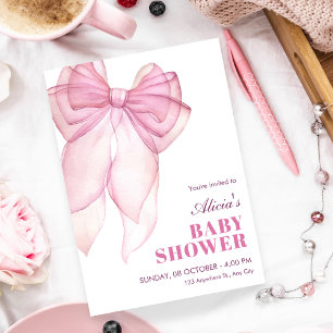 Invitation Ruban rose baby shower