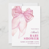Invitation Ruban rose baby shower (Devant)