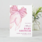 Invitation Ruban rose baby shower (Debout devant)