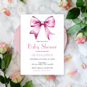 Invitation Ruban rose Bow Baby shower