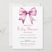 Invitation Ruban rose Bow Baby shower (Devant)