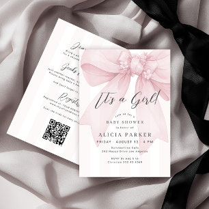 Invitation Ruban rose c'est une fille baby shower tout en un