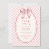Invitation Ruban rose classique (Devant)