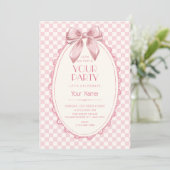 Invitation Ruban rose classique (Debout devant)