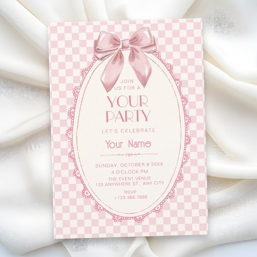 Invitation Ruban rose classique