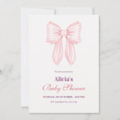 Invitation Ruban rose doux baby shower (Devant)