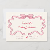 Invitation Ruban rose doux baby shower (Devant)