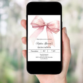 Invitation Ruban rose élégant Quinceanera