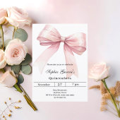 Invitation Ruban rose élégant Quinceanera