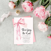 Invitation Ruban rose Elle fait le nœud Réception de mariage