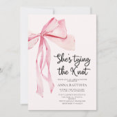 Invitation Ruban rose Elle fait le nœud Réception de mariage (Devant)