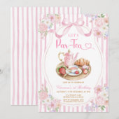 Invitation Ruban rose Faisons une fête de thé Fille Anniversa (Devant / Derrière)