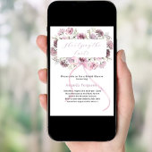 Invitation Ruban rose floral Elle noue le nœud Mariage