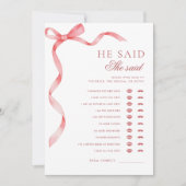 Invitation Ruban Rose Il A Dit Qu'Elle A Dit Fête des mariées (Devant)