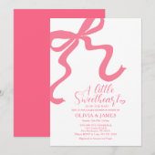 Invitation Ruban rose Petit Baby shower amoureux (Devant / Derrière)