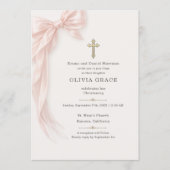 Invitation Ruban rose pour baptême  (Devant)
